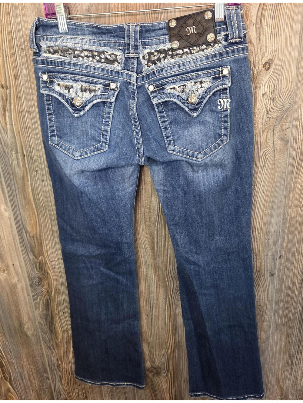 Miss Me Denim Blue Jeans Women Size 31 (31x30) Boot JP5002-34R - Sequin Paisley
